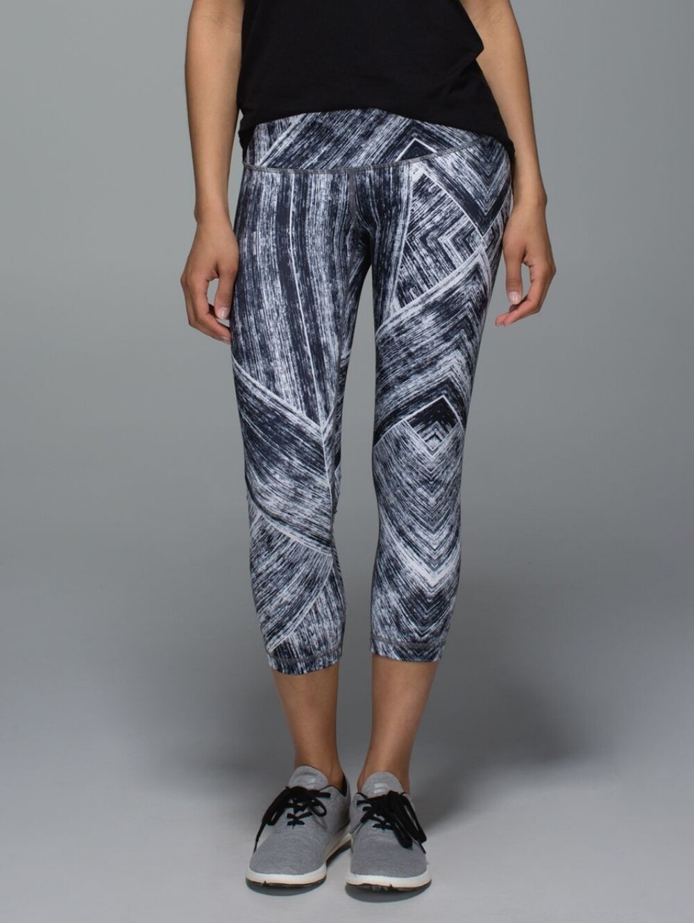 lululemon athletica Wunder Under High Rise Crop Yoga Leggings 12 Geo B/W